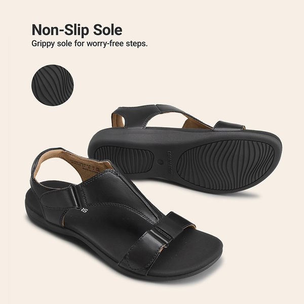 Women’s Dual Midsole Arch Support Sandals - ALL BLACK - 5