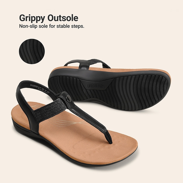 Women’s Orthopedic Arch Support Sandals - BLACK - 5