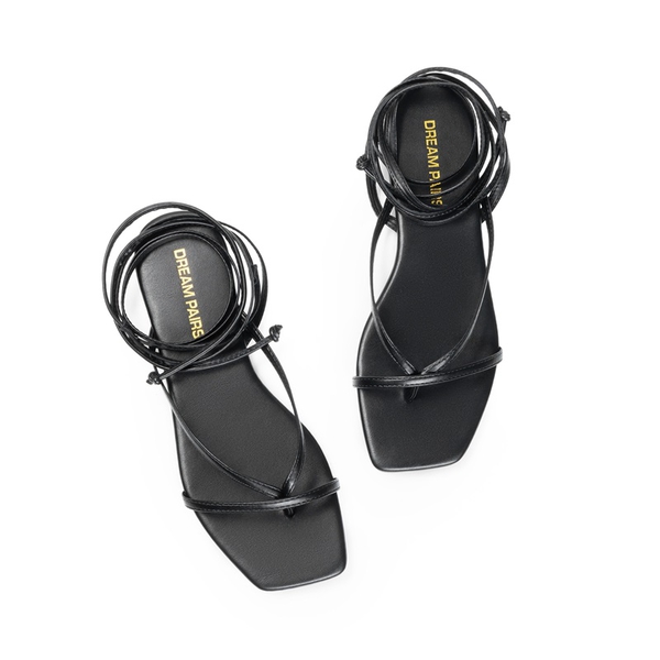 Women’s Lace-up Strappy Gladiator Sandals - BLACK - 4