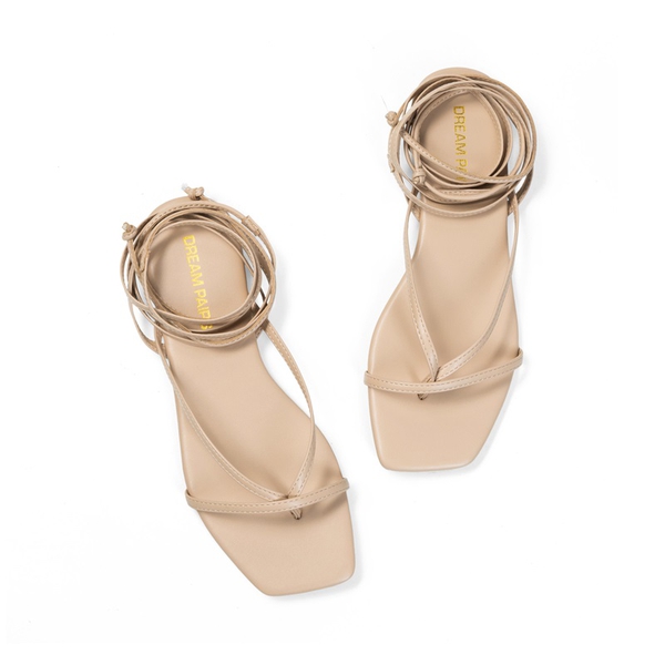 Women’s Lace-up Strappy Gladiator Sandals - NUDE - 4