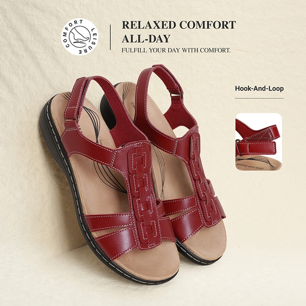 Women’s Lightweight Flat Sandals with Arch Support - RED - 3
