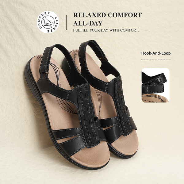 Women’s Lightweight Flat Sandals with Arch Support - BLACK - 3