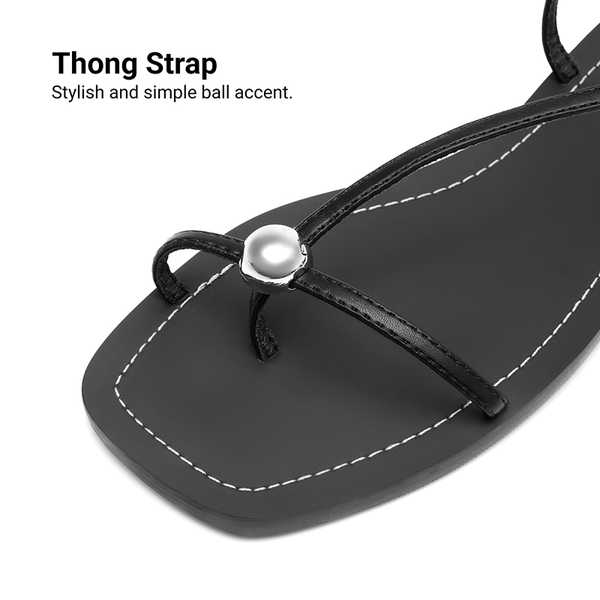 Women’s Strappy Sandals with Metal Accents - BLACK - 5