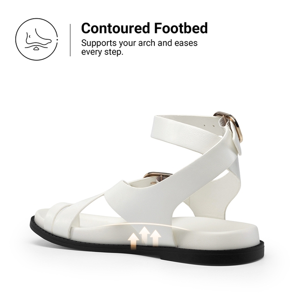 Women’s Flat Thong Sandals with Arch Support - WHITE - 5