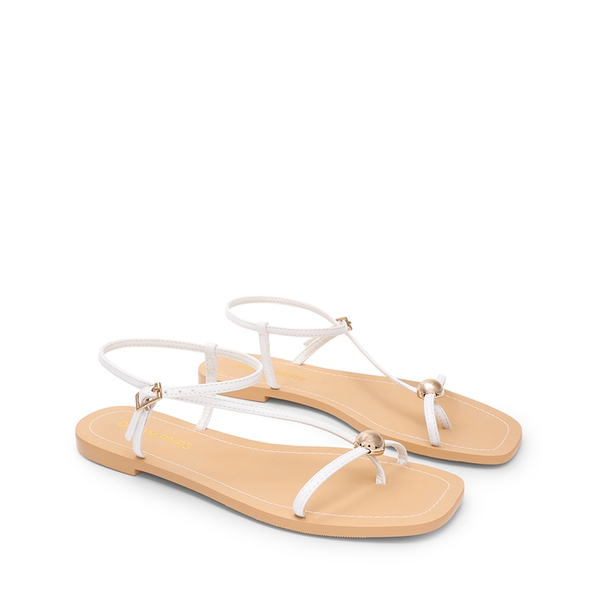 Women’s Strappy Sandals with Metal Accents - WHITE - 4