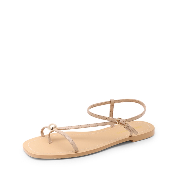 Women’s Strappy Sandals with Metal Accents - NUDE -  0