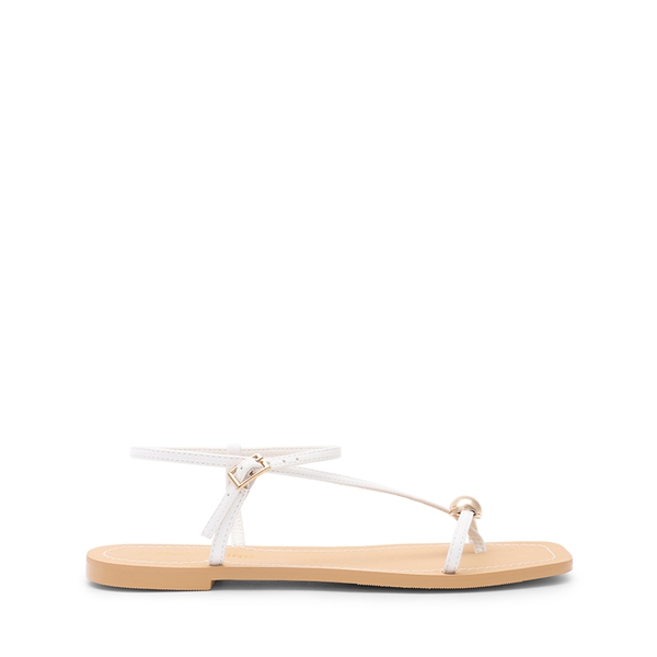 Women’s Strappy Sandals with Metal Accents - WHITE - 3