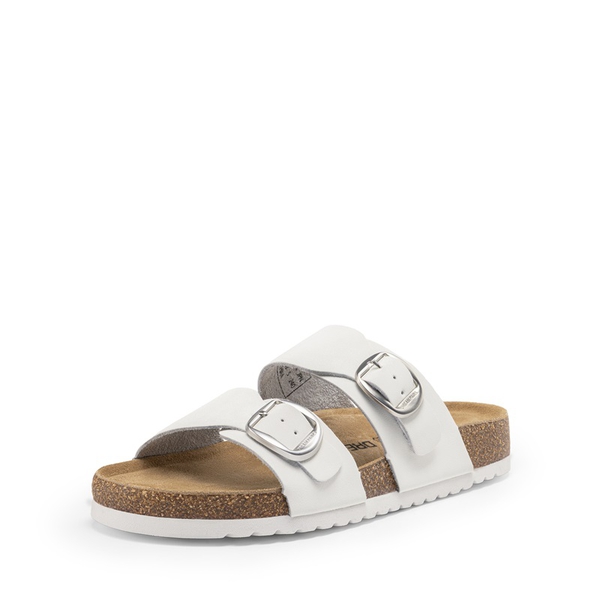 Women’s Leather Slip-On Sandals with Arch Support - WHITE -  0