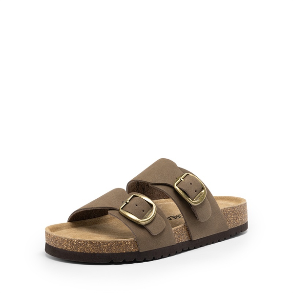 Women’s Leather Slip-On Sandals with Arch Support - BROWN -  0
