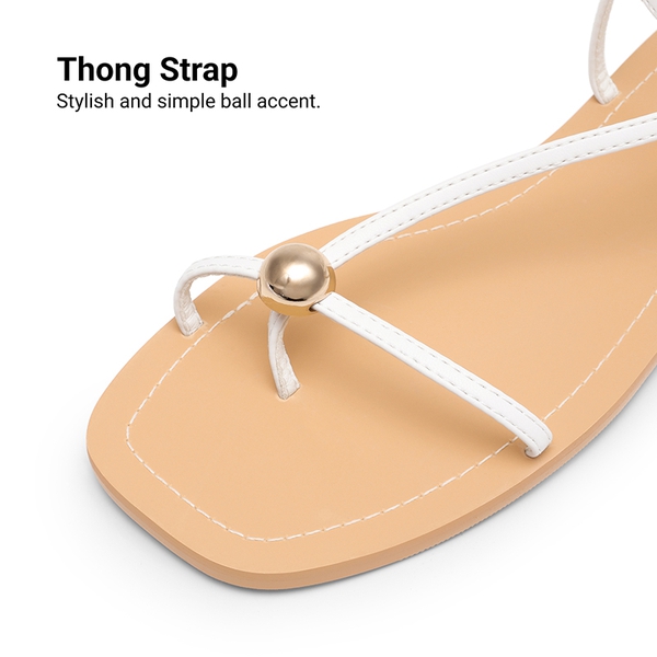 Women’s Strappy Sandals with Metal Accents - WHITE - 5