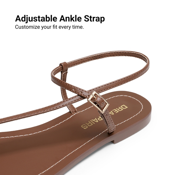 Women’s Strappy Sandals with Metal Accents - BROWN - 6