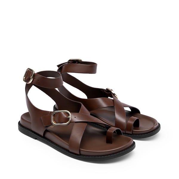 Women’s Flat Thong Sandals with Arch Support - BROWN - 4