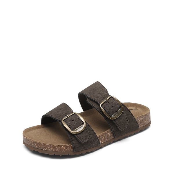 Kids’ Adjustable Buckle Slide Sandals - DARK BROWN -  0