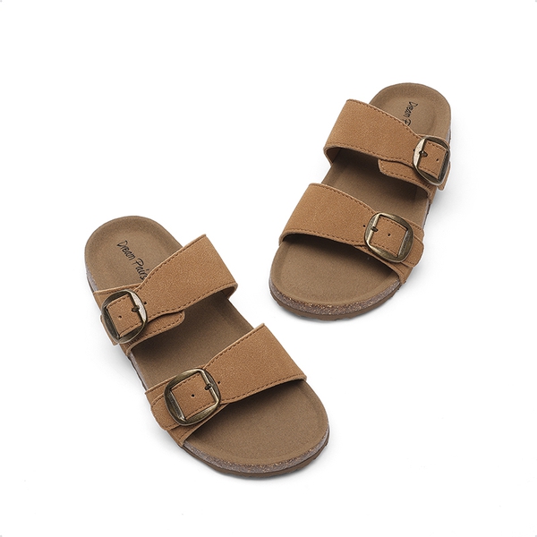 Kids’ Adjustable Buckle Slide Sandals - CAMEL - 5