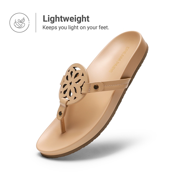Women’s Stylish Slip-On Thong Sandals - NUDE - 7