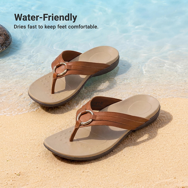 Women’s Arch Support Thong Sandals - BROWN - 7