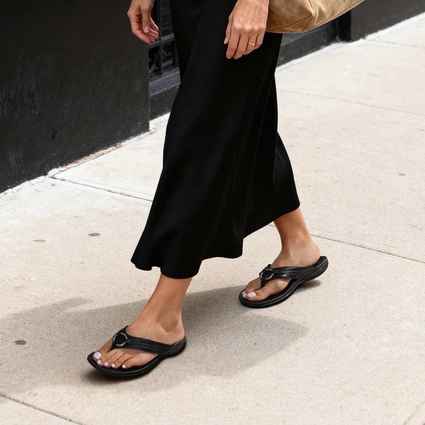 Women’s Arch Support Thong Sandals - ALL BLACK - 2