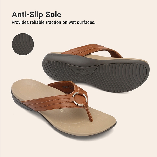 Women’s Arch Support Thong Sandals - BROWN - 5