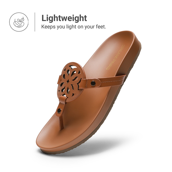 Women’s Stylish Slip-On Thong Sandals - BROWN - 7