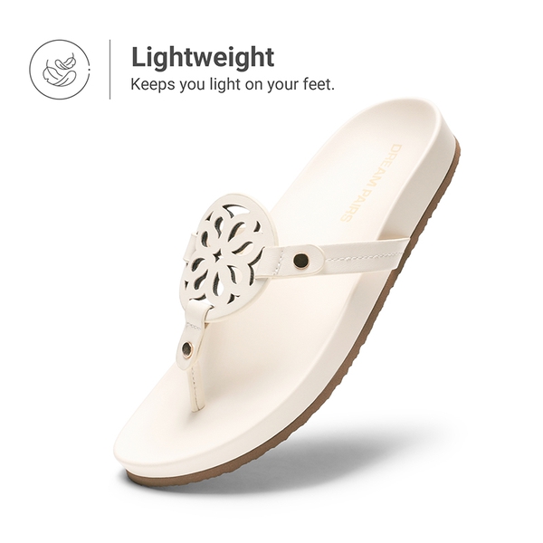 Women’s Stylish Slip-On Thong Sandals - BEIGE - 7