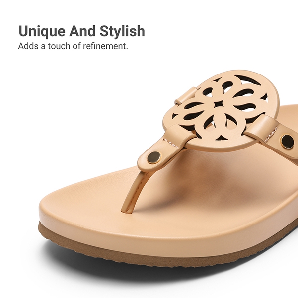 Women’s Stylish Slip-On Thong Sandals - NUDE - 5
