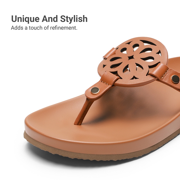 Women’s Stylish Slip-On Thong Sandals - BROWN - 5