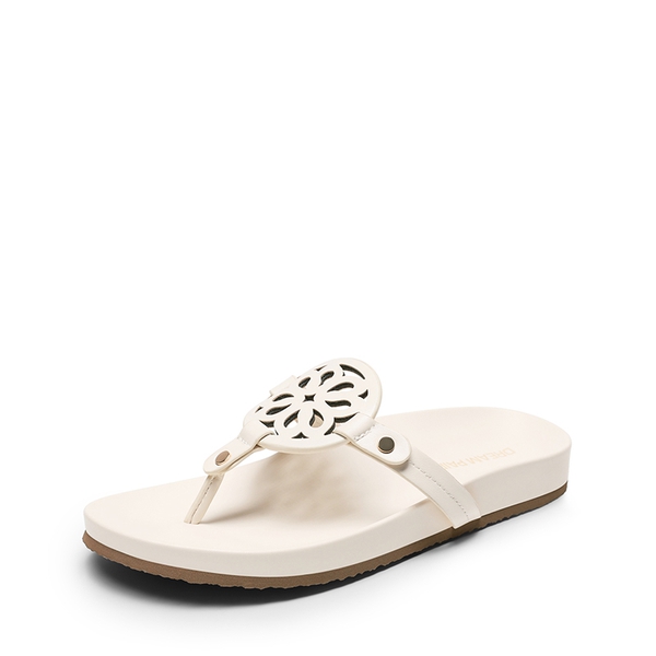 Women’s Stylish Slip-On Thong Sandals - BEIGE -  0
