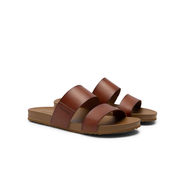 Women’s Double Strap Lightweight Slide Sandals - BROWN - 4