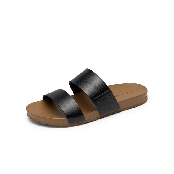 Women’s Double Strap Lightweight Slide Sandals - BLACK -  0