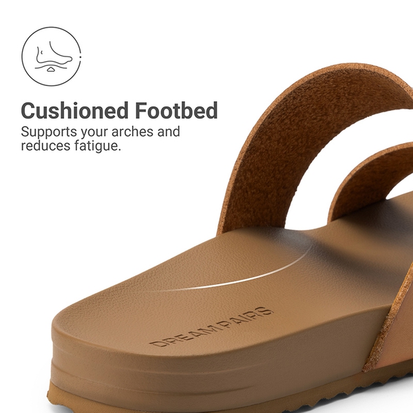 Women’s Double Strap Lightweight Slide Sandals - NATURAL - 7