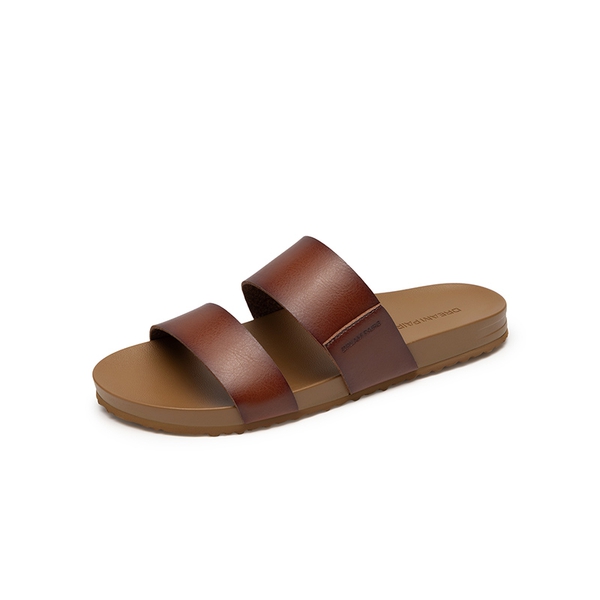 Women’s Double Strap Lightweight Slide Sandals - BROWN -  0