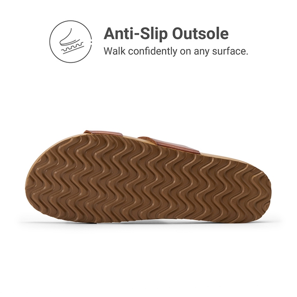 Women’s Double Strap Lightweight Slide Sandals - BROWN - 5