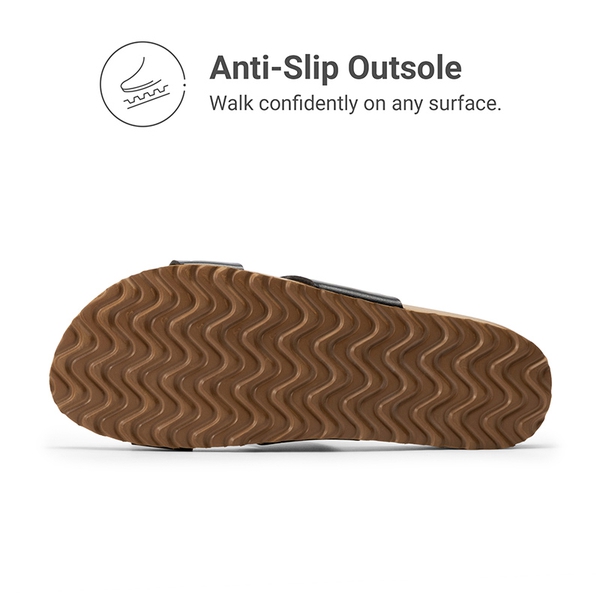 Women’s Double Strap Lightweight Slide Sandals - BLACK - 5