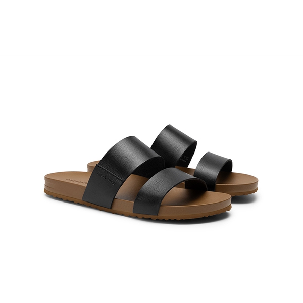 Women’s Double Strap Lightweight Slide Sandals - BLACK - 4