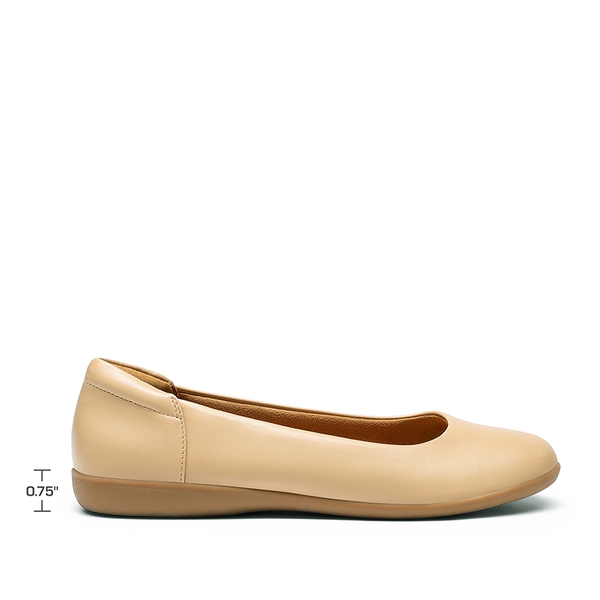 Ascenelle Comfortable Round Toe Ballet Flats - NUDE - 2