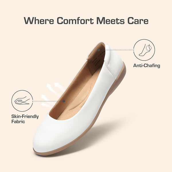 Ascenelle Comfortable Round Toe Ballet Flats - WHITE - 6