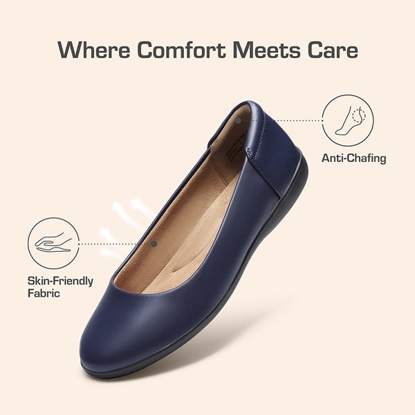 Comfortable Round Toe Ballet Flats - NAVY - 6