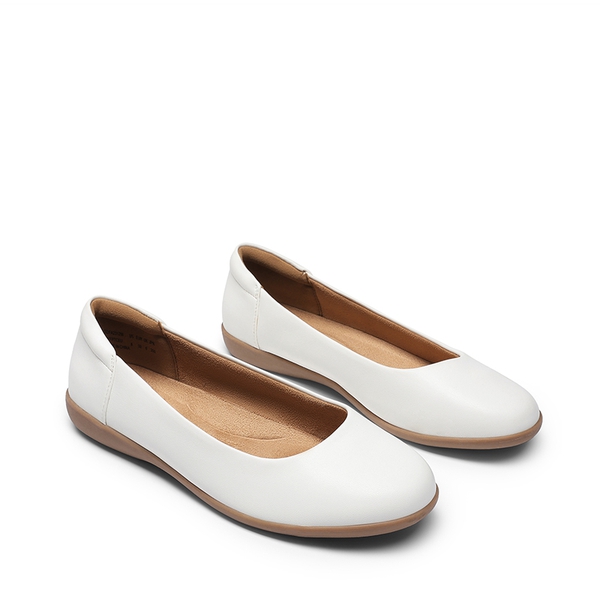 Ascenelle Comfortable Round Toe Ballet Flats - WHITE - 3