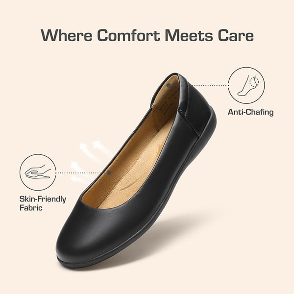 Ascenelle Comfortable Round Toe Ballet Flats - BLACK - 6