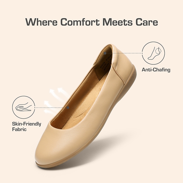 Ascenelle Comfortable Round Toe Ballet Flats - NUDE - 6
