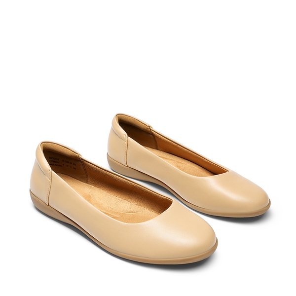 Ascenelle Comfortable Round Toe Ballet Flats - NUDE - 3