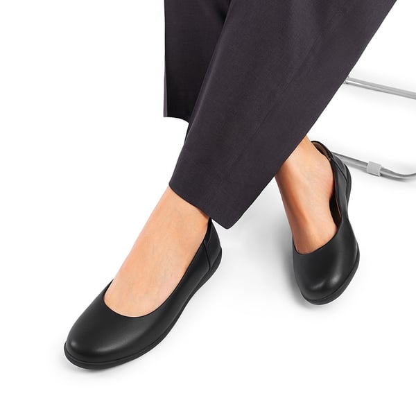 Ascenelle Comfortable Round Toe Ballet Flats - BLACK - 7