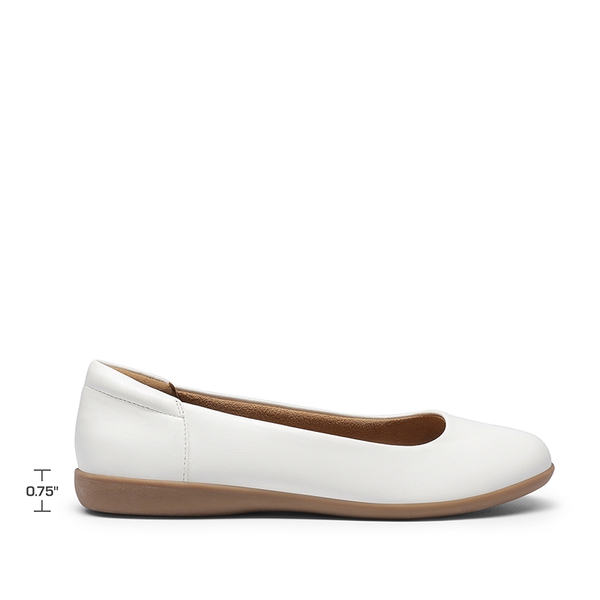Ascenelle Comfortable Round Toe Ballet Flats - WHITE - 2