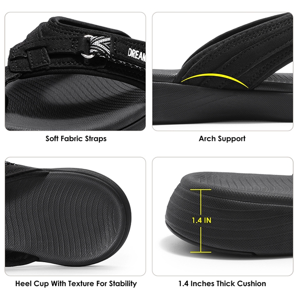 Comfort Flip Flop Sandals - BLACK - 4