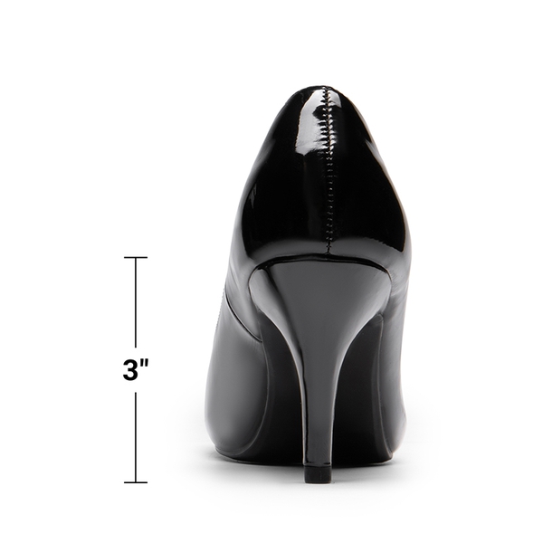 Classic Closed Toe 3 Inch Heels Pumps - BLACK PAT - 6