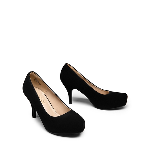Classic Closed Toe 3 Inch Heels Pumps - BLACK NUBUCK - 4