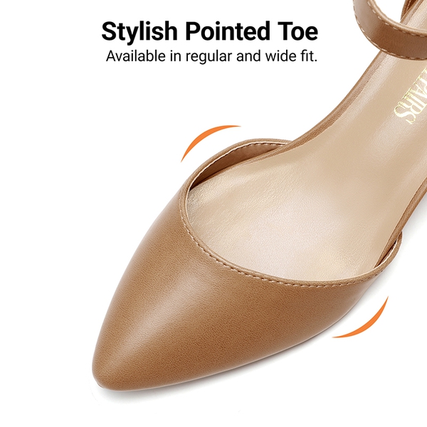 Annee Pointed Toe Low Chunky Heels Pump Shoes - NUDE PU - 4