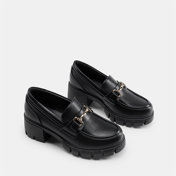 Chunky Slip-On Loafers - BLACK - 4
