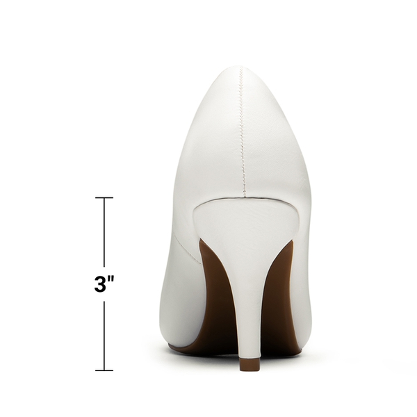 Classic Closed Toe 3 Inch Heels Pumps - WHITE PU - 6