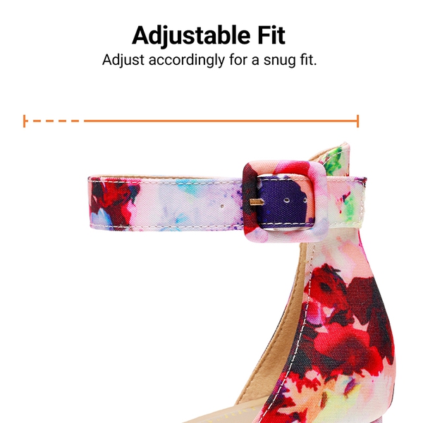 Annee Pointed Toe Low Chunky Heels Pump Shoes - FLORAL - 6